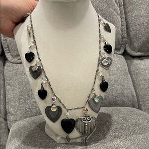 Black and Silver Heart Necklace
